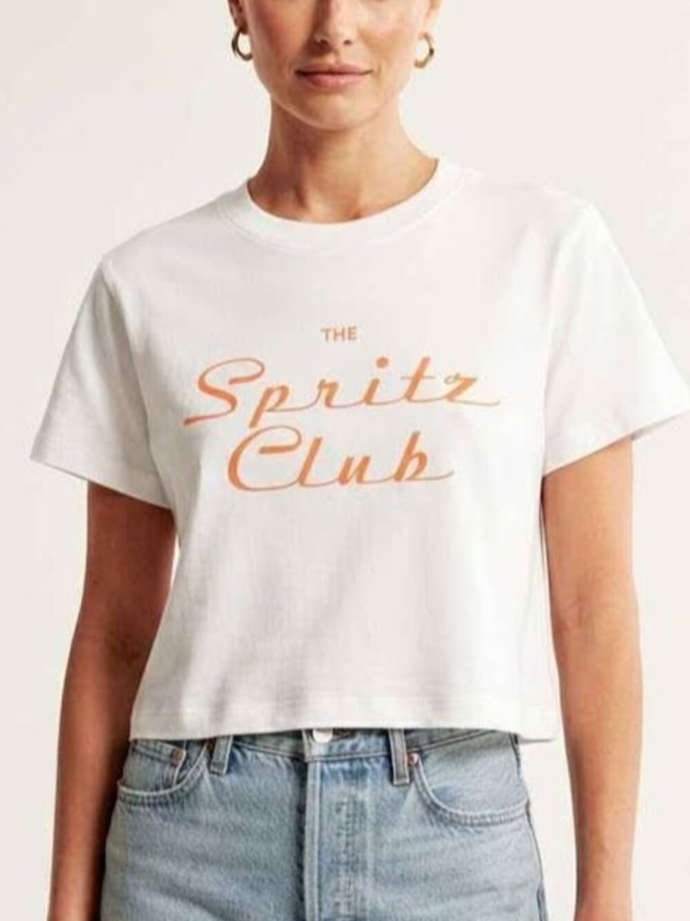 Uncommon James White Cotton Spandex The Spritz Club Graphic Crop Tee T-Shirt XL